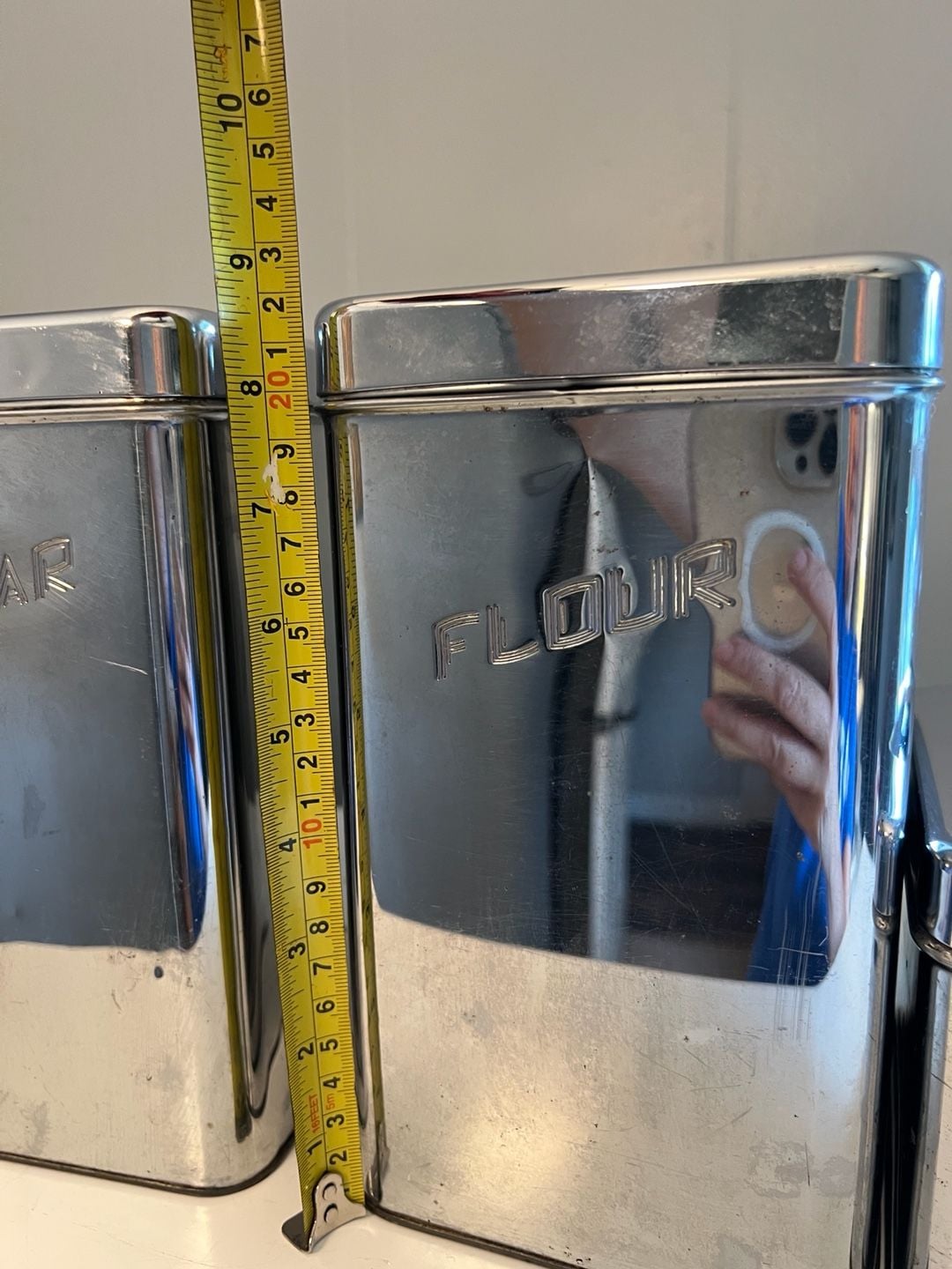 Vintage Masterware Canette Chrome and Black Handle 3 Piece Canister Set Mid Century Modern Chrome Sugar Flour and Coffee Canister Set 13