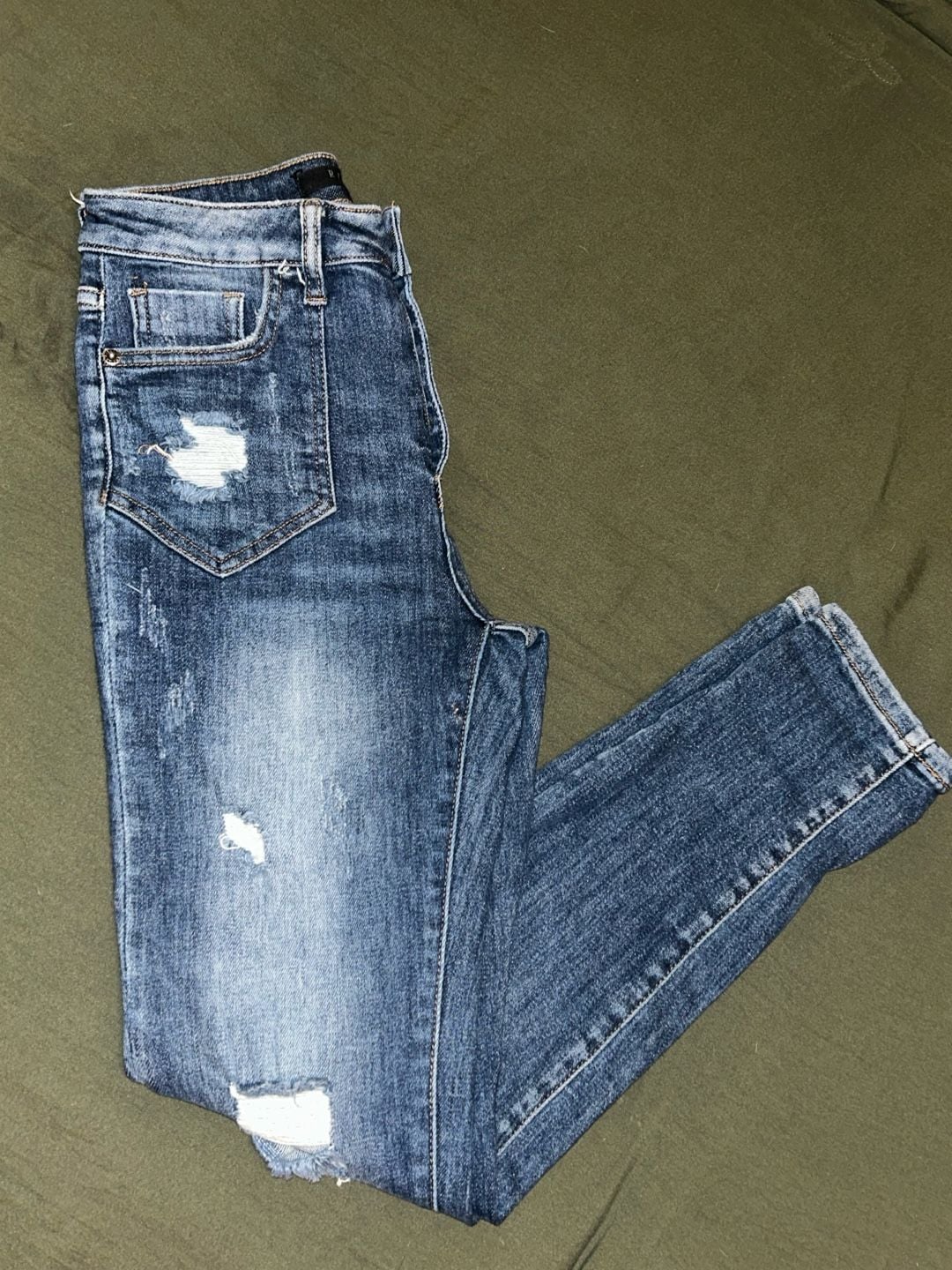 Risen High Waist Distressed Skinny Jeans 6
