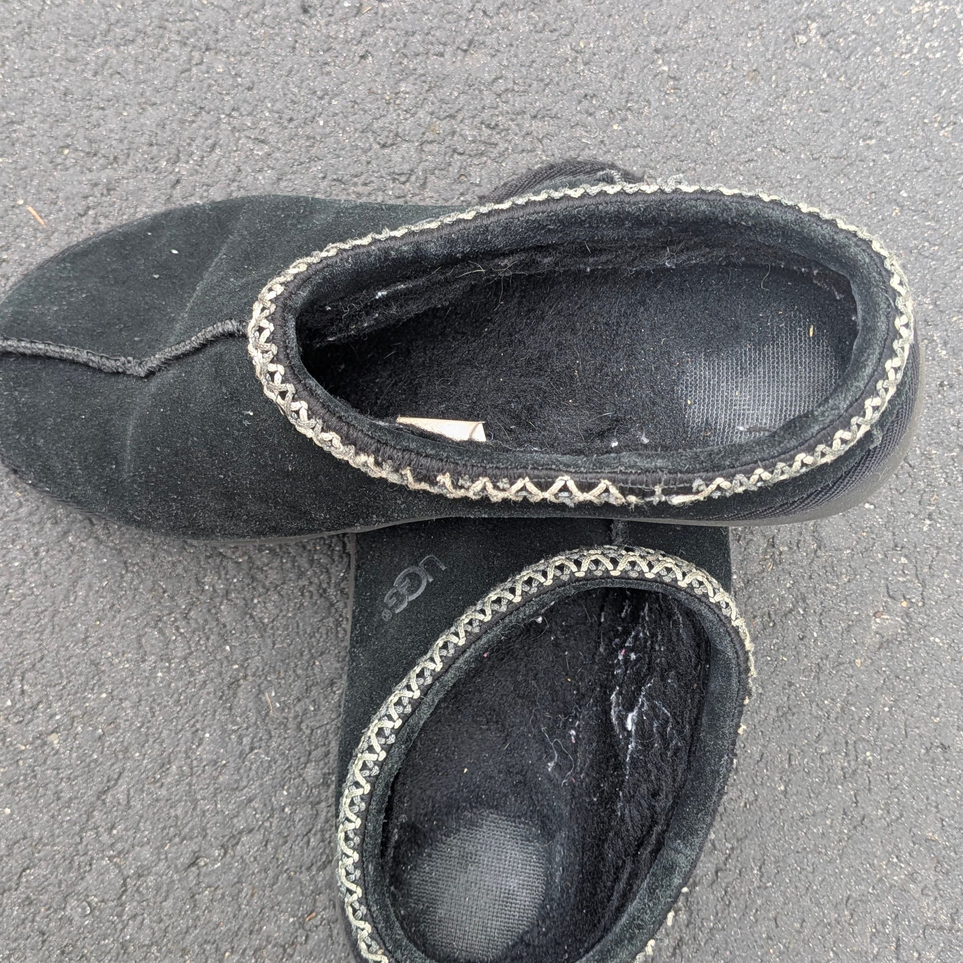 UGG Tasman Black Suede Slippers with Embroidered Collar 3