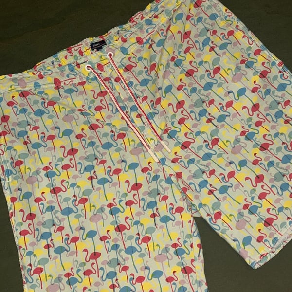 johnnie-O Flamingo Print Swim Trunks