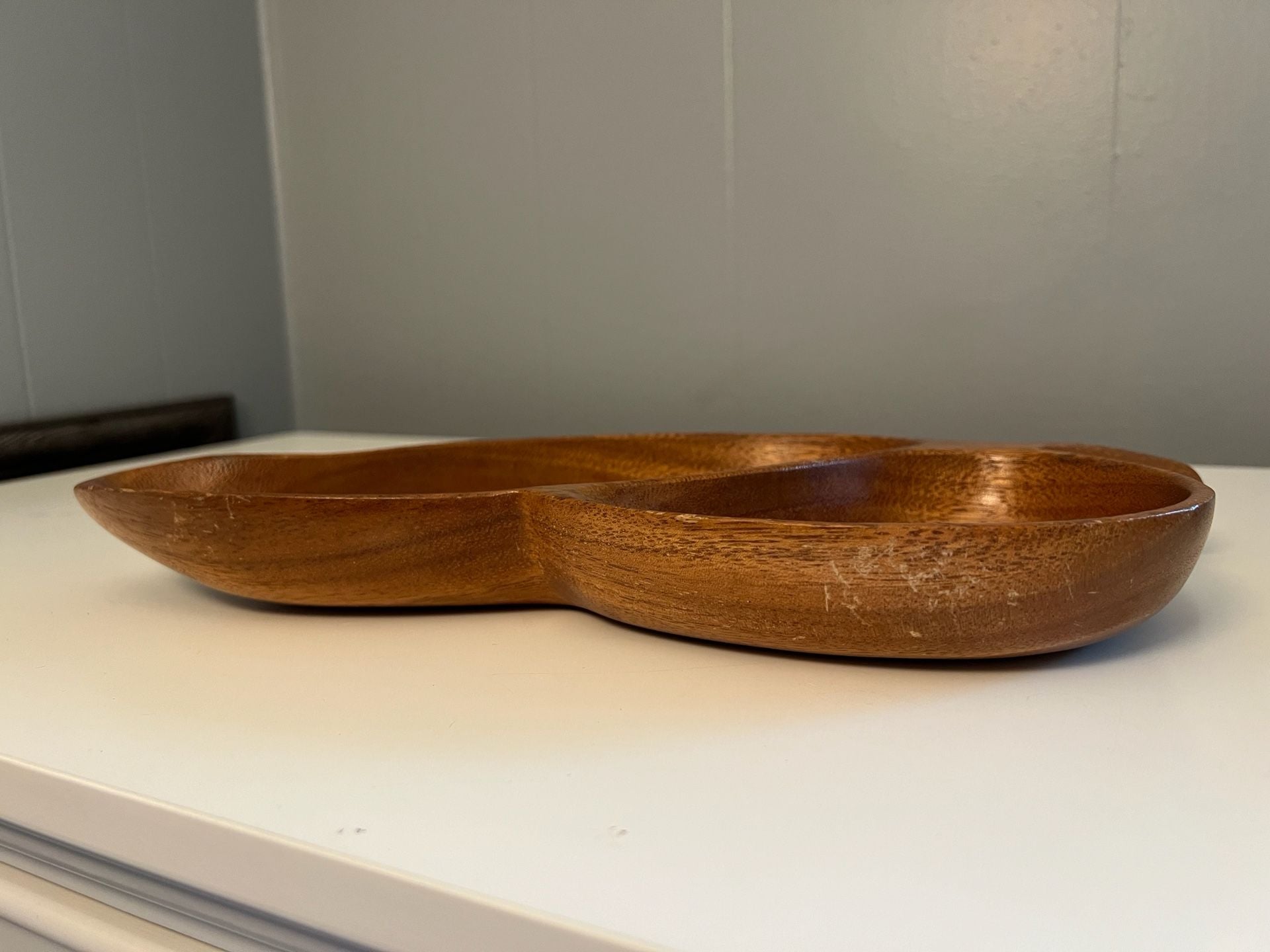 Vintage Monkey Pod Wood 3-Section Serving Tray Set 10