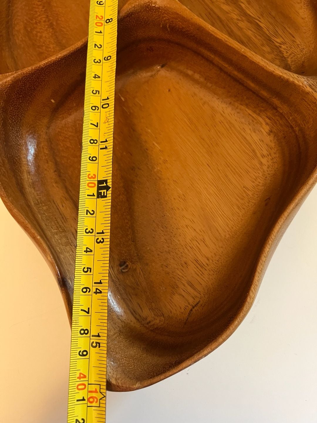 Vintage Monkey Pod Wood 3-Section Serving Tray Set 16