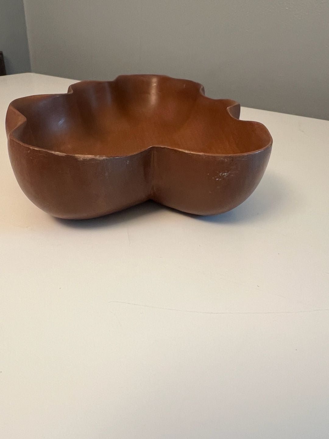 Woodward Hand Carved Wood Leaf Bowl, Mid Century Modern, Made in Japan 4