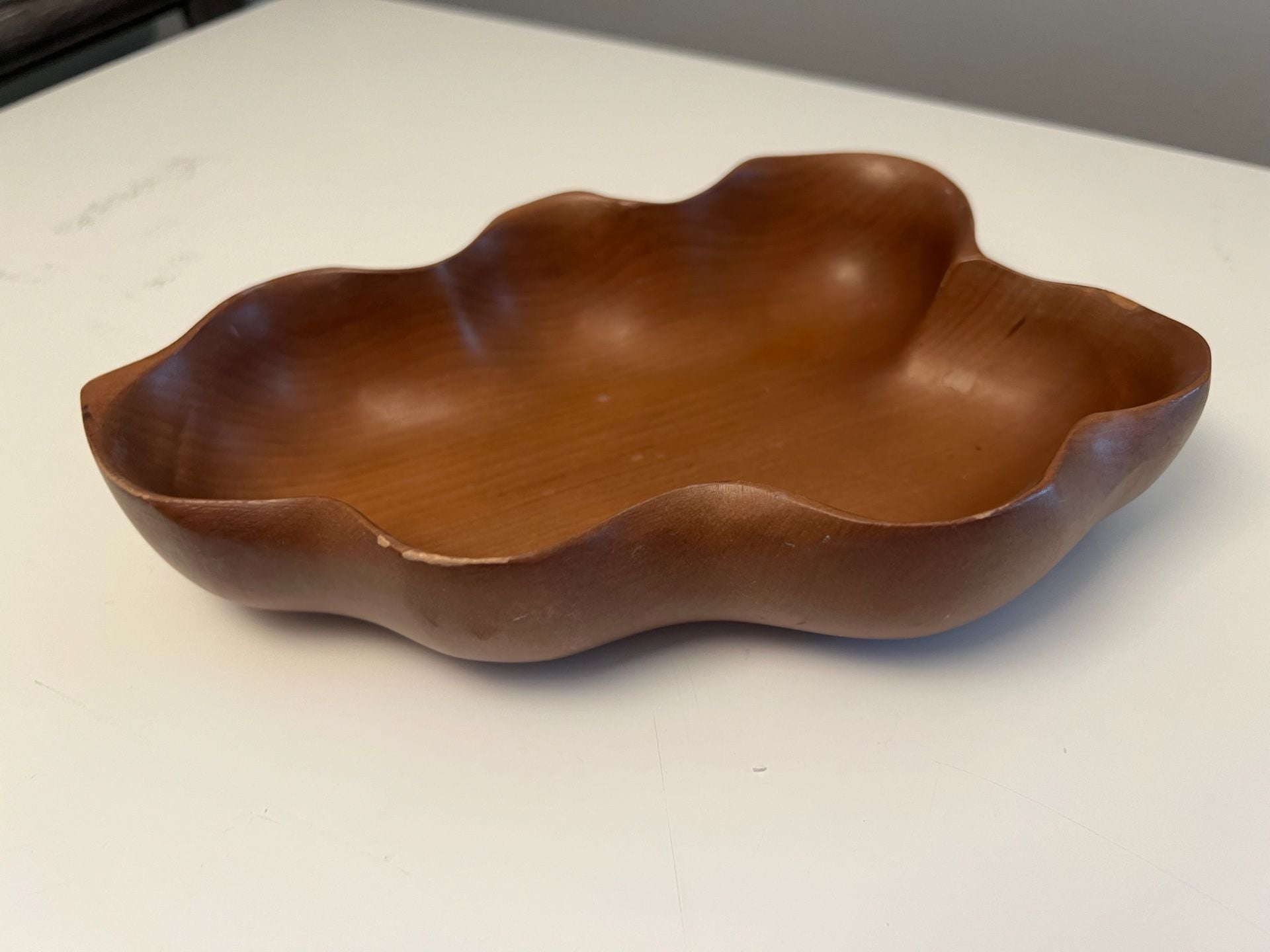 Woodward Hand Carved Wood Leaf Bowl, Mid Century Modern, Made in Japan 5