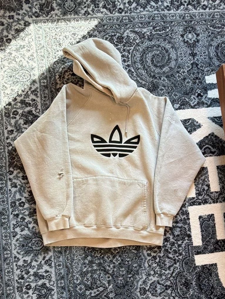 Vintage Adidas Logo Beige Hoodie 2
