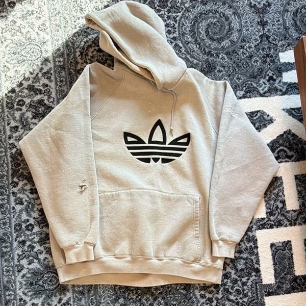 Vintage Adidas Logo Beige Hoodie