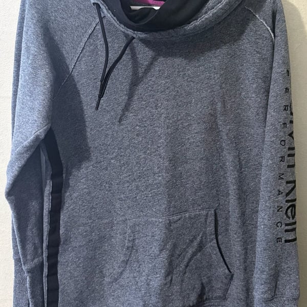 Calvin Klein Performance Gray Cowl Neck Pullover Hoodie with Pocket