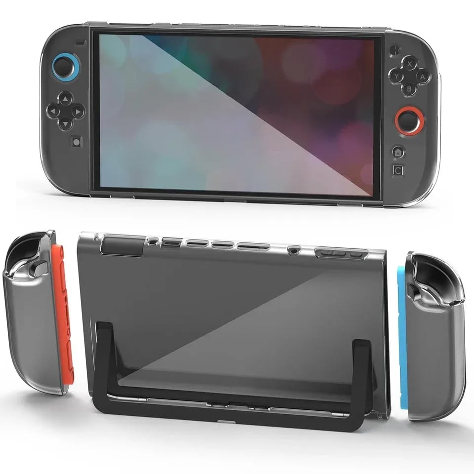 Clear Protective Case for Nintendo Switch 1 with Kickstand and Joy-Con Covers 1