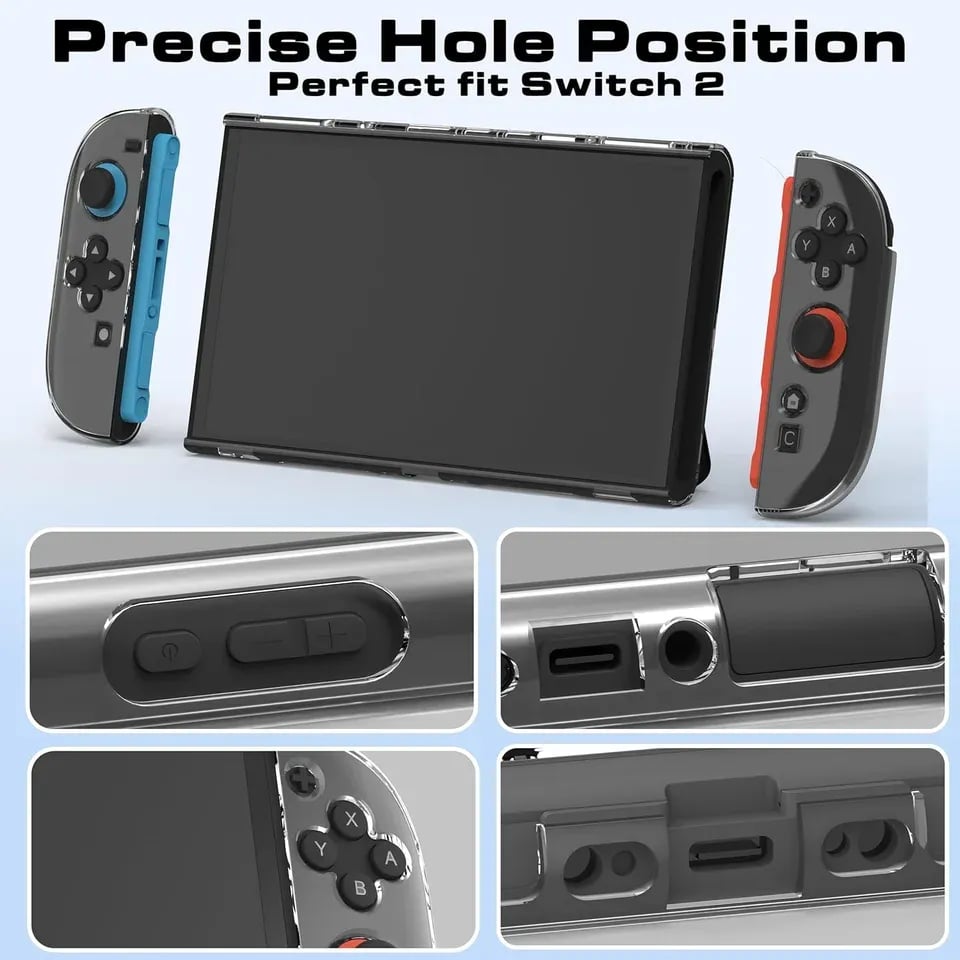 Clear Protective Case for Nintendo Switch 1 with Kickstand and Joy-Con Covers 2