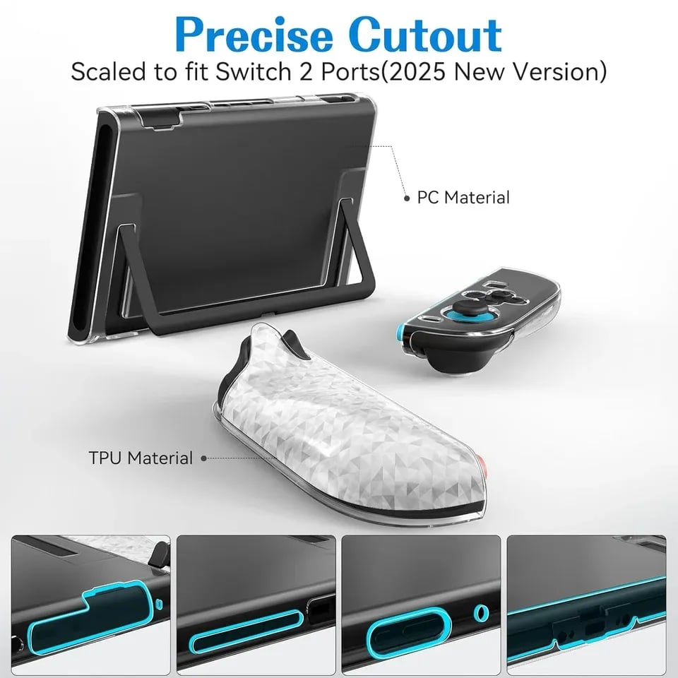 Clear Protective Case for Nintendo Switch 1 with Kickstand and Joy-Con Covers 5