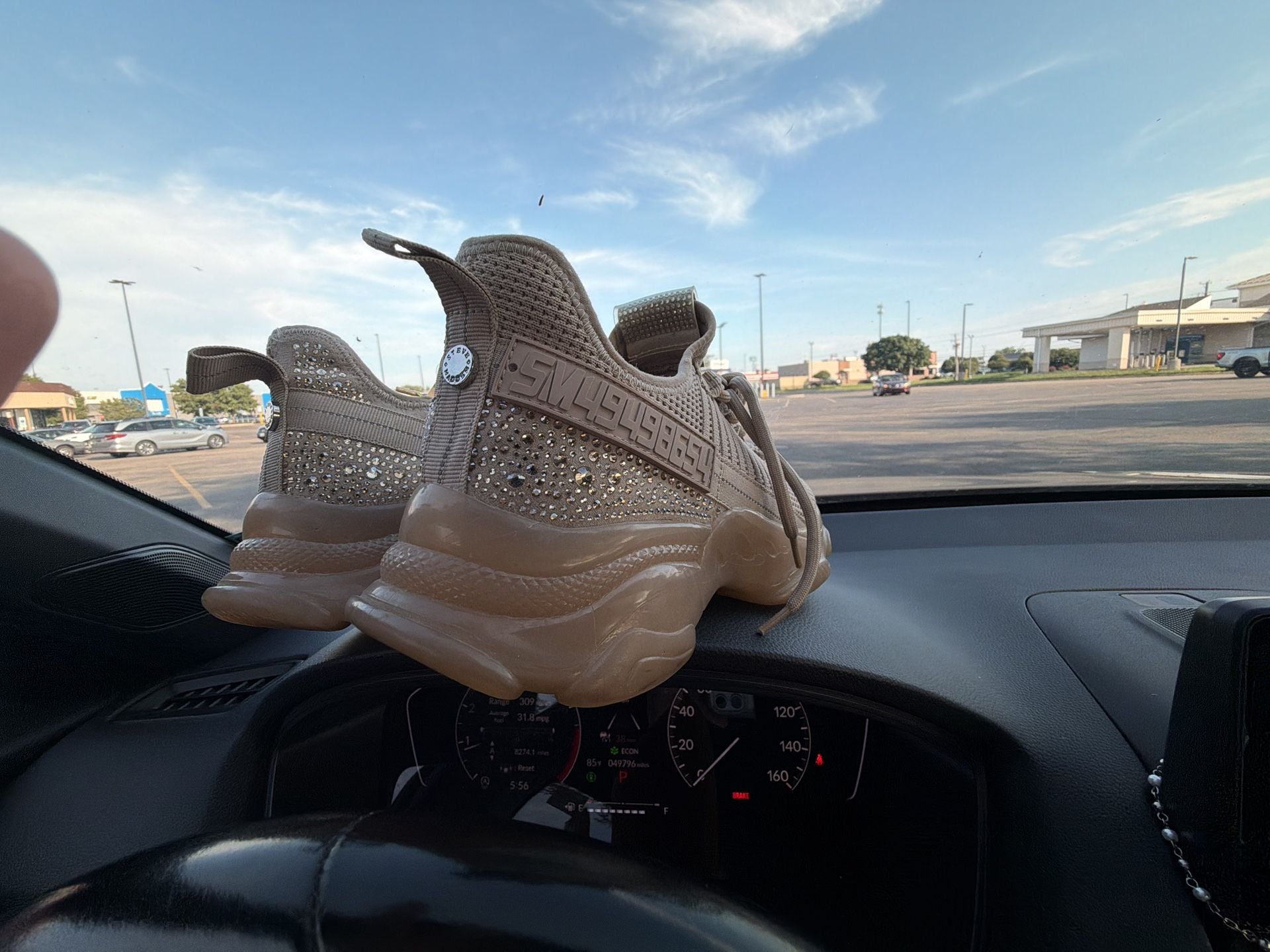 Steve Madden Maxima Rhinestone Tan Beige Chunky Sneaker 2