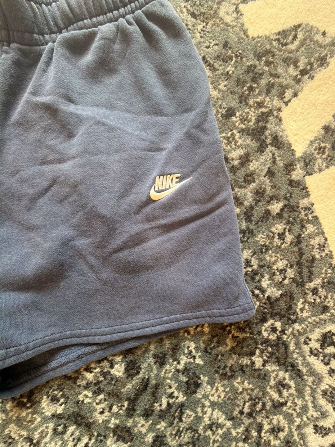 Vintage Navy Blue Nike Sweatshorts with Embroidered Swoosh 3