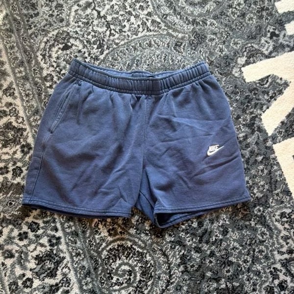 Vintage Navy Blue Nike Sweatshorts with Embroidered Swoosh