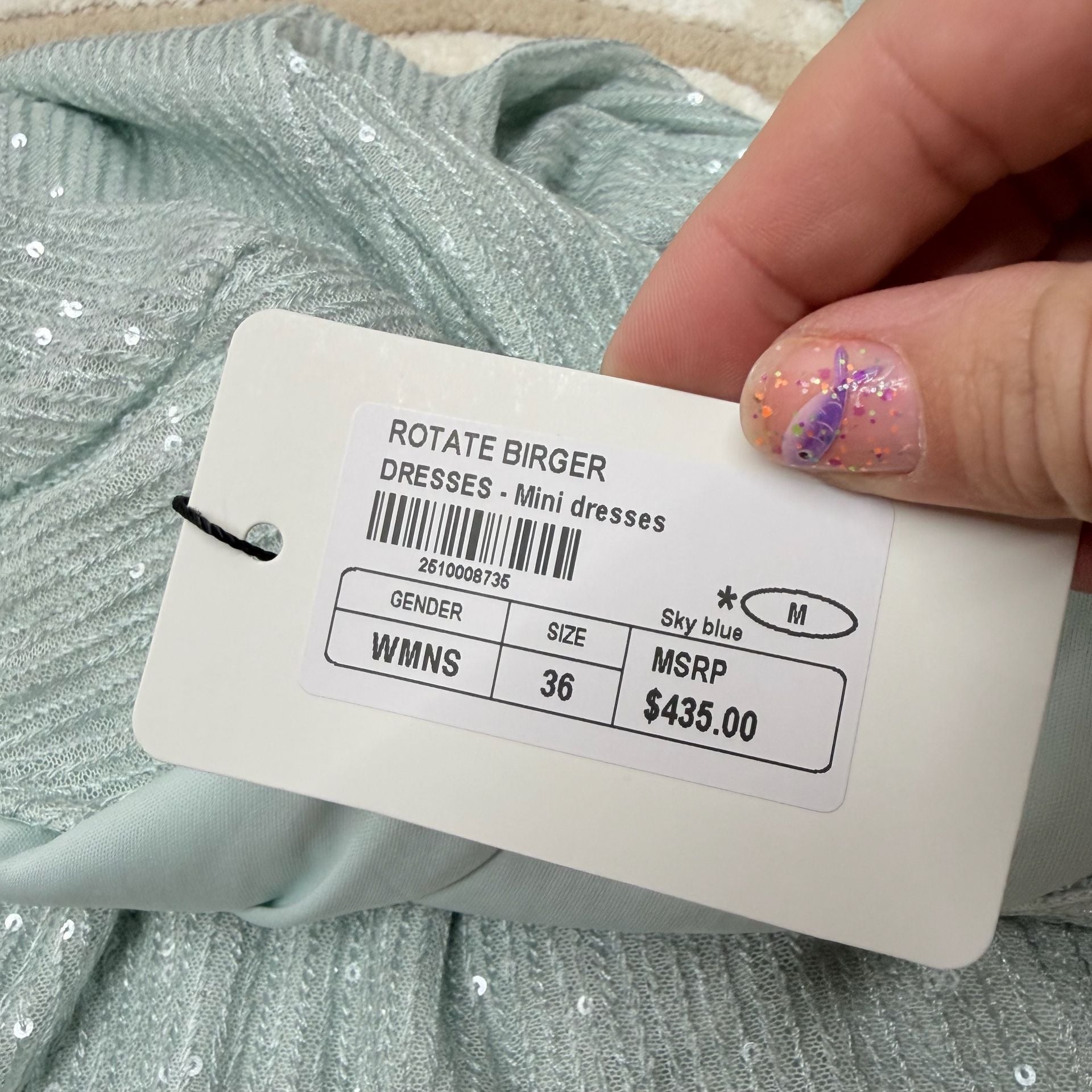 Rotate Birger Christensen Sequin Open Back Mini Dress 36 or size 4 blue 7