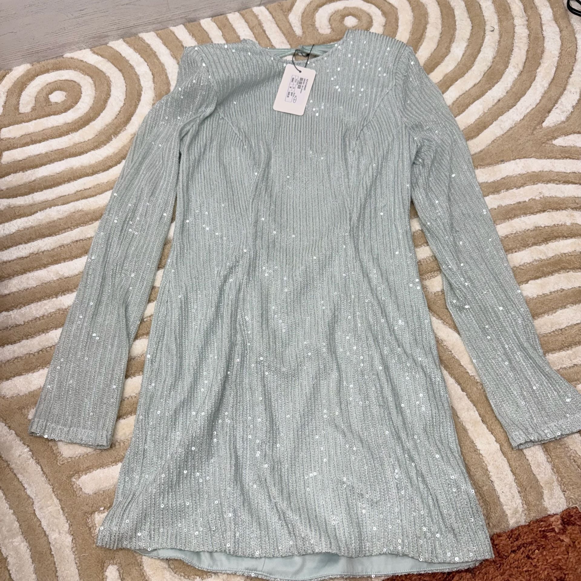 Rotate Birger Christensen Sequin Open Back Mini Dress 36 or size 4 blue 9