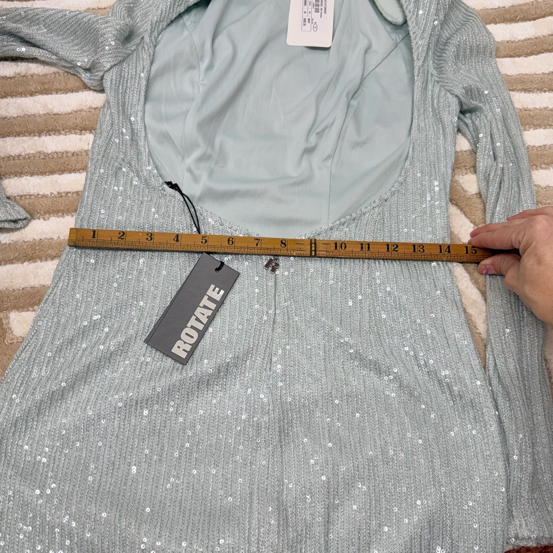 Rotate Birger Christensen Sequin Open Back Mini Dress 36 or size 4 blue 13