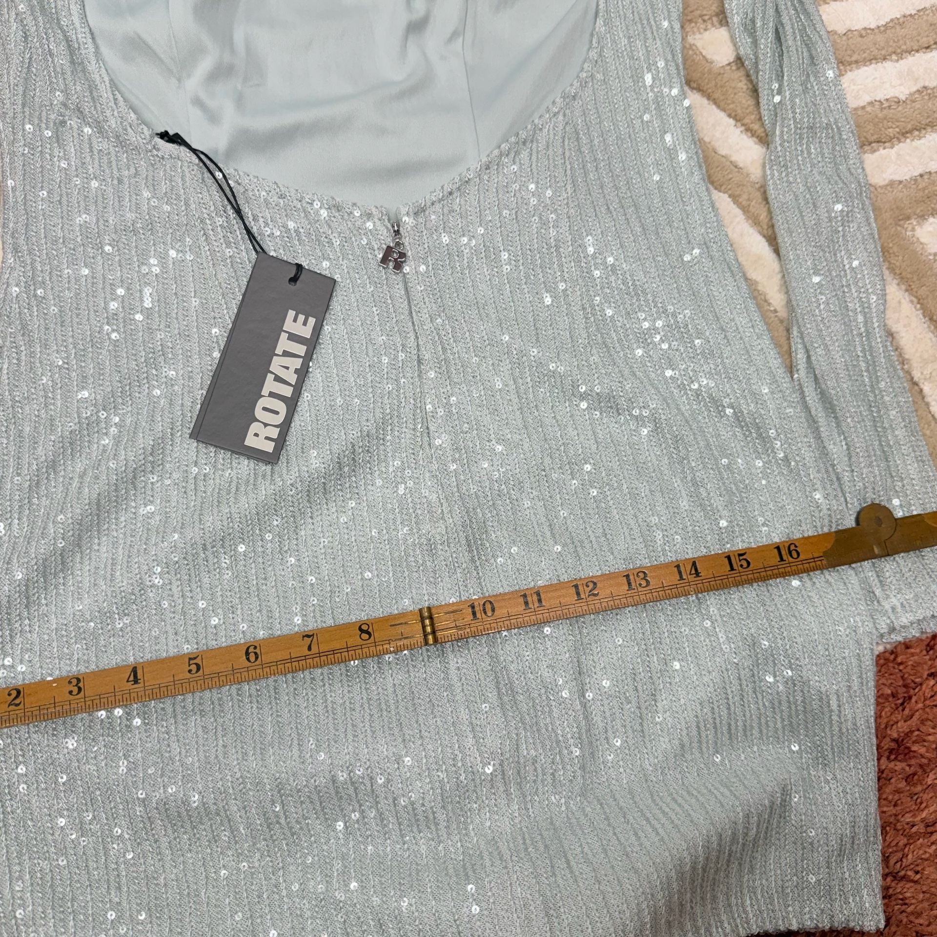 Rotate Birger Christensen Sequin Open Back Mini Dress 36 or size 4 blue 14