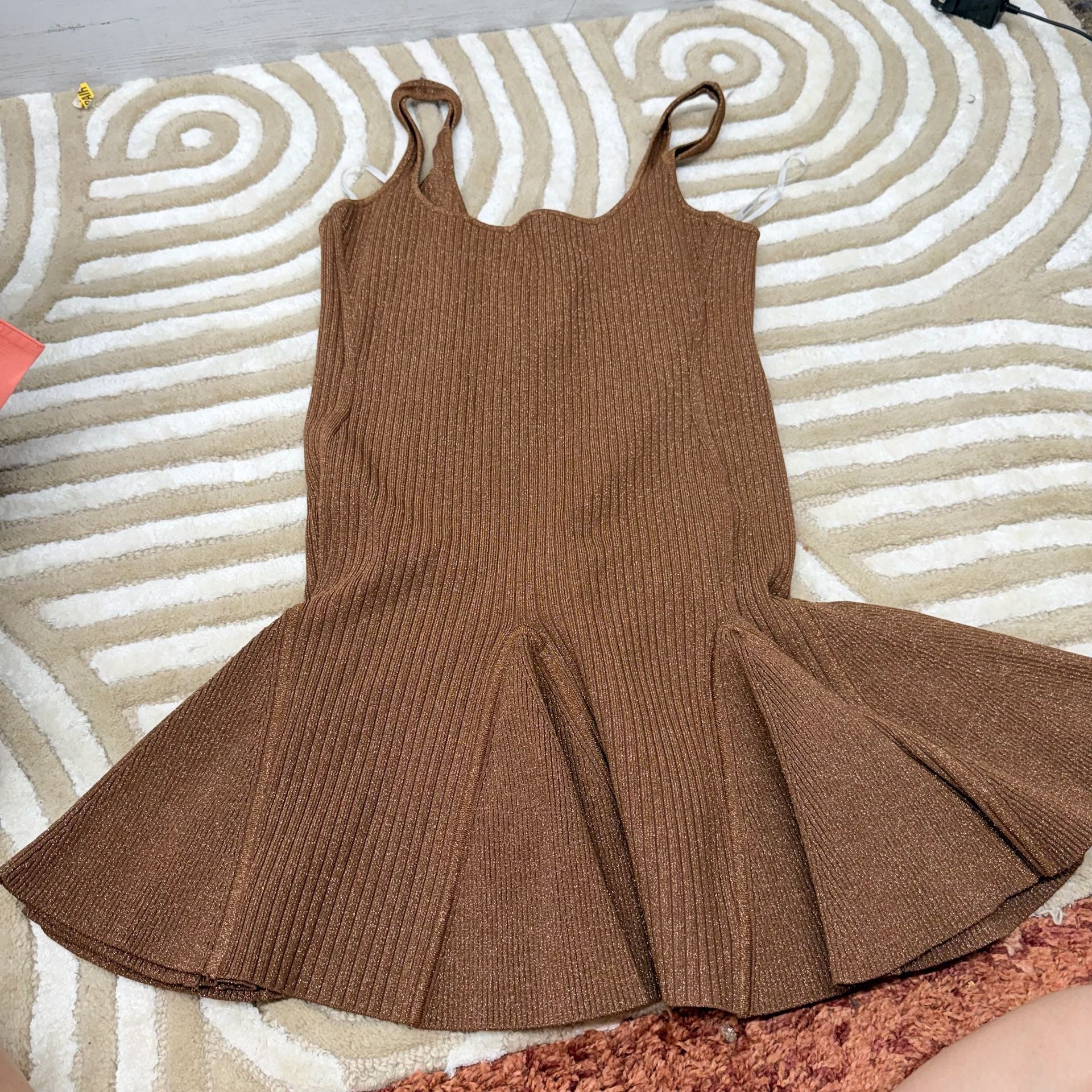 XL Retrofête Matson Knit Dress in Metallic Hazelnut 1