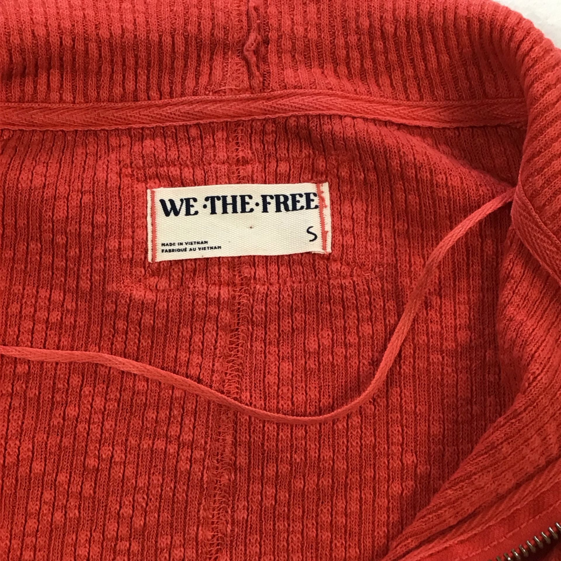 We The Free People Midnight Half Zip High Risk Red Ribbed Cropped Top Small 4