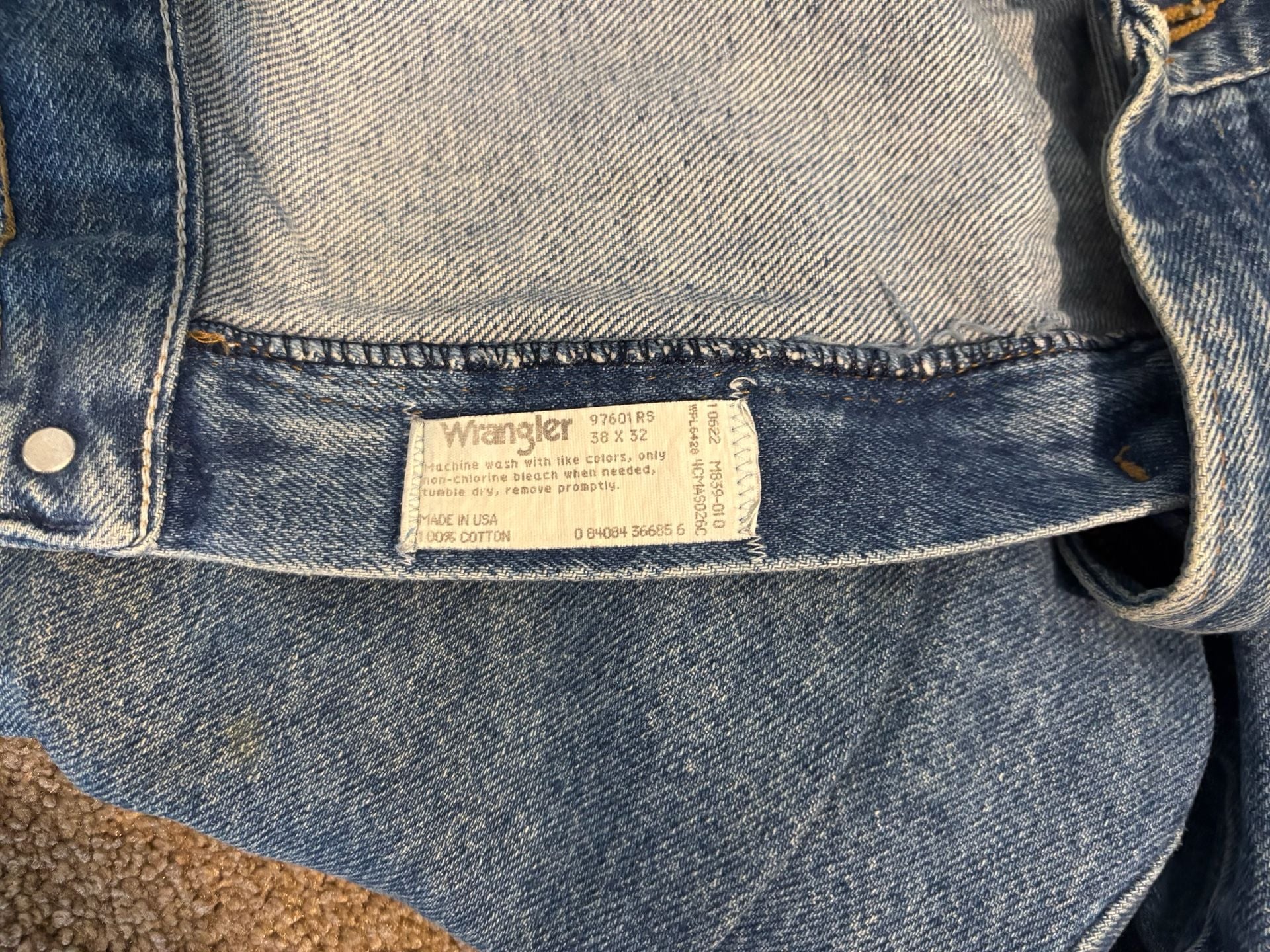 Vintage 90s Wrangler Jeans Mens 38x32 Made USA Blue Denim Relaxed Fit Workwear 3