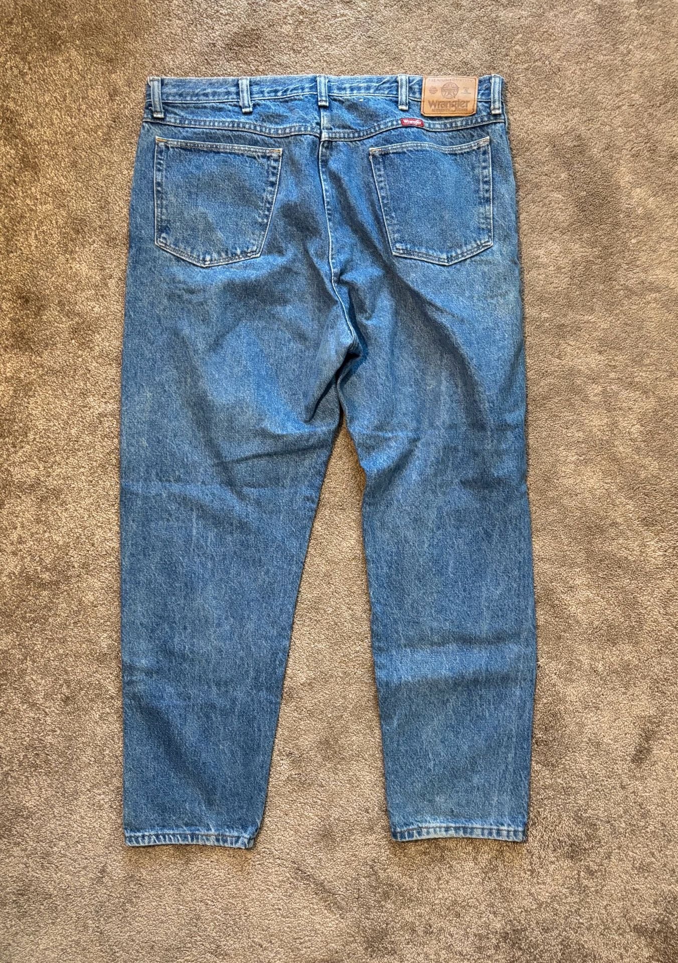 Vintage 90s Wrangler Jeans Mens 38x32 Made USA Blue Denim Relaxed Fit Workwear 4