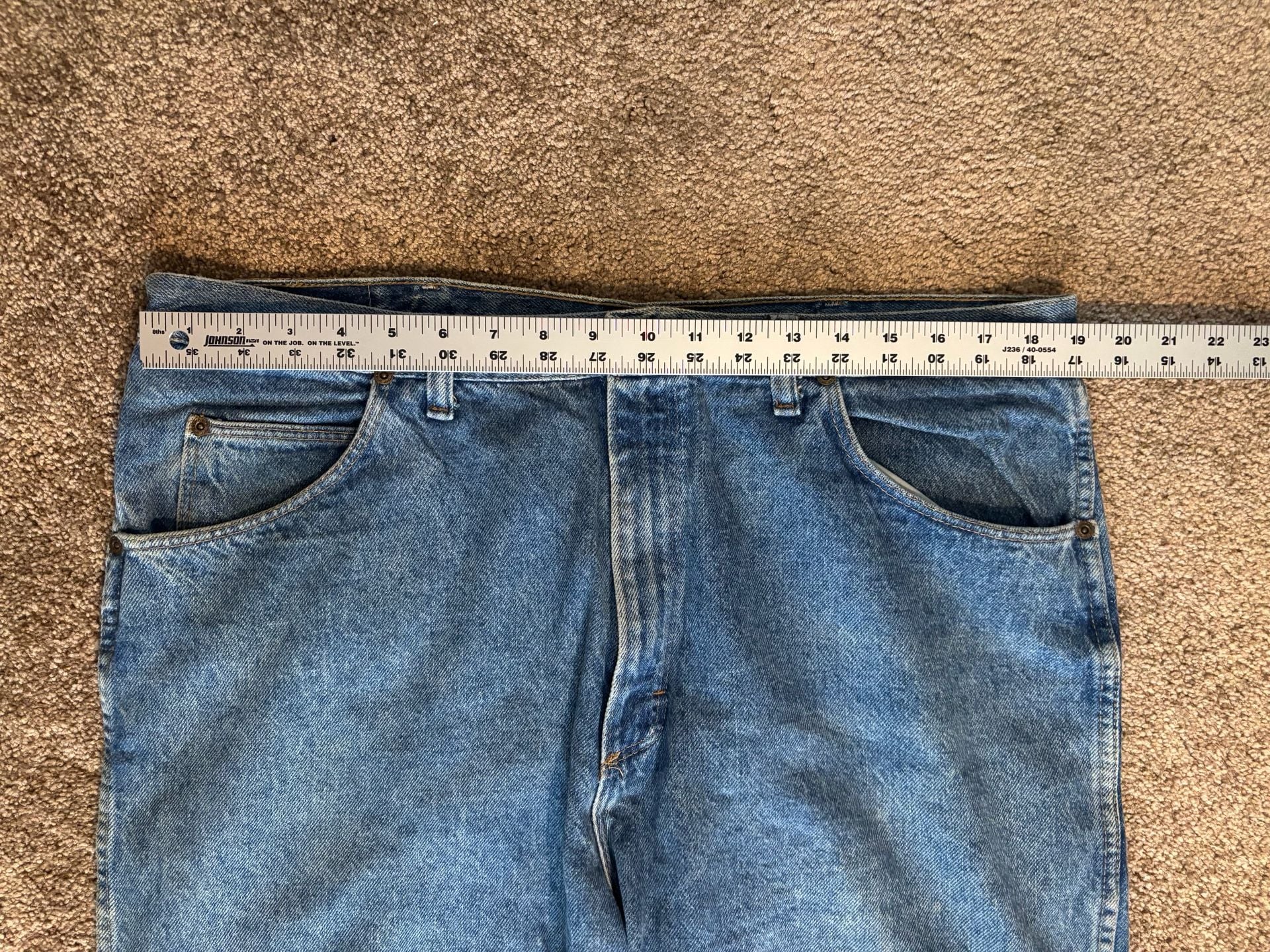 Vintage 90s Wrangler Jeans Mens 38x32 Made USA Blue Denim Relaxed Fit Workwear 5