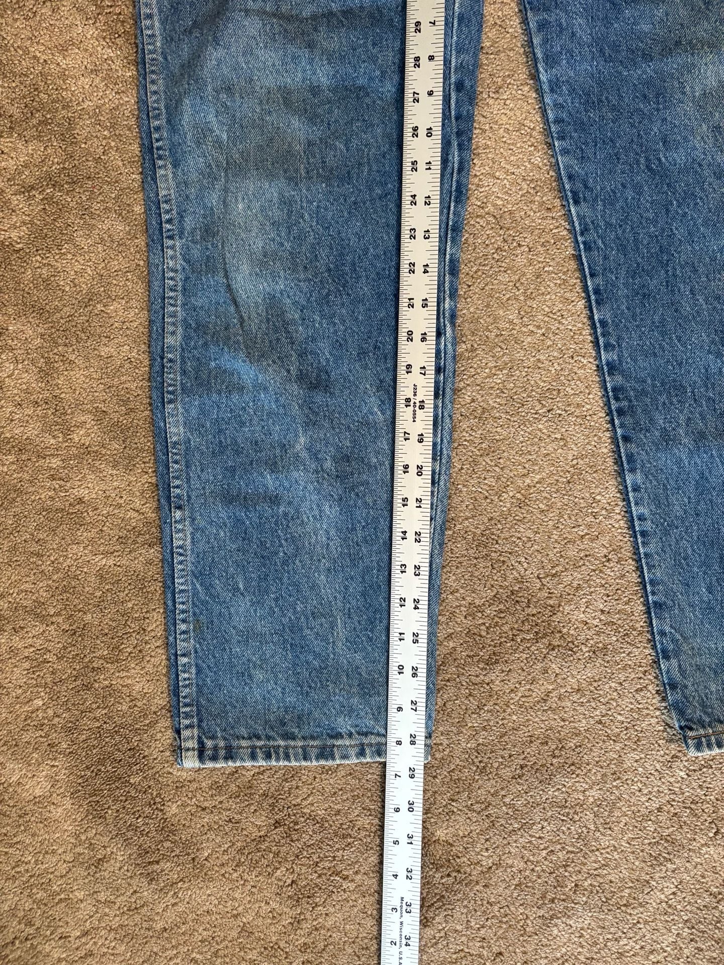 Vintage 90s Wrangler Jeans Mens 38x32 Made USA Blue Denim Relaxed Fit Workwear 7