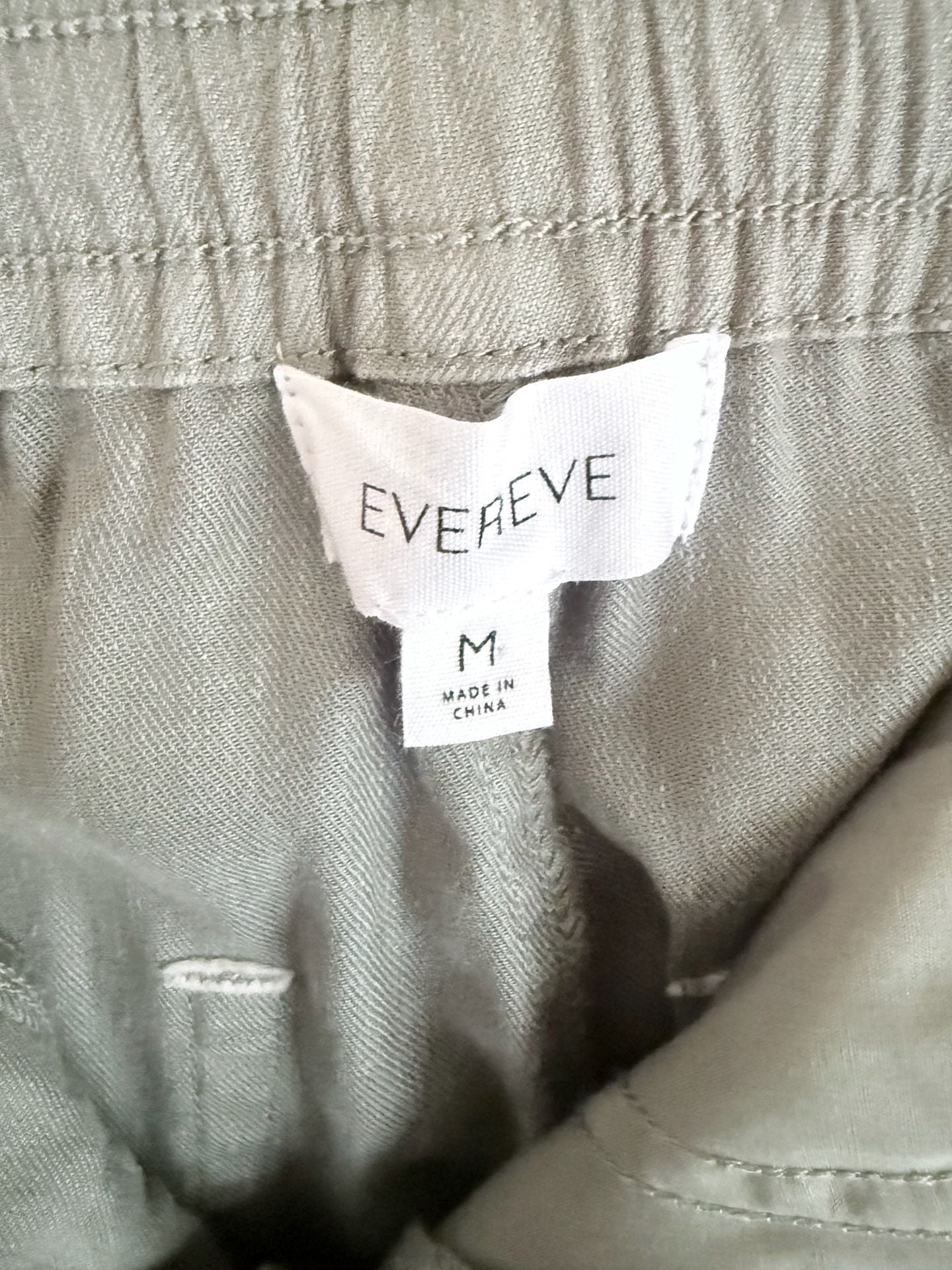 Evereve Sage Green Drawstring Wide Leg Pants Size M 8