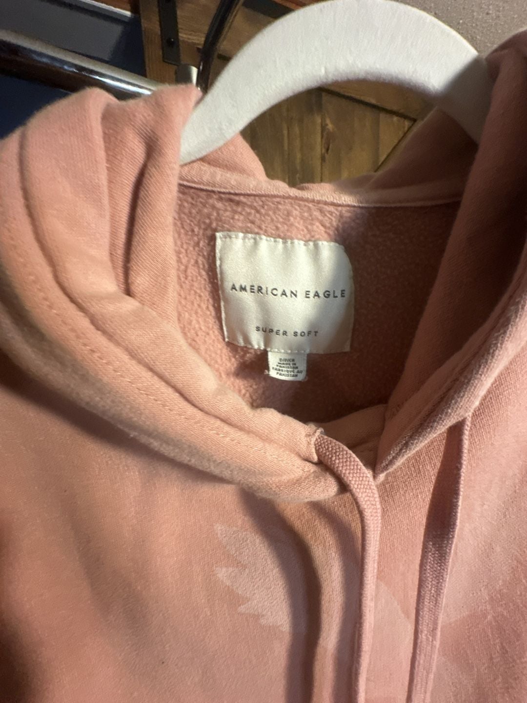 American Eagle Super Soft Pink Pullover Hoodie with Eagle Logo 3