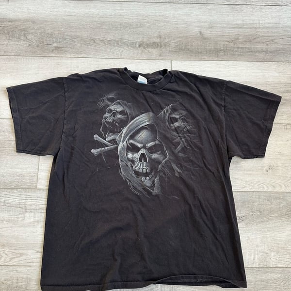 Y2k 2007 ODM San Diego triple skull grim reaper tee