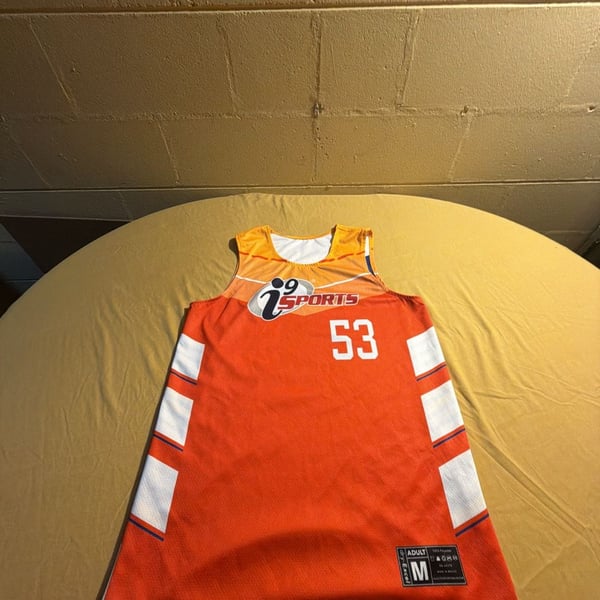 i9 Sports Orange and White Reversible Basketball Jersey 