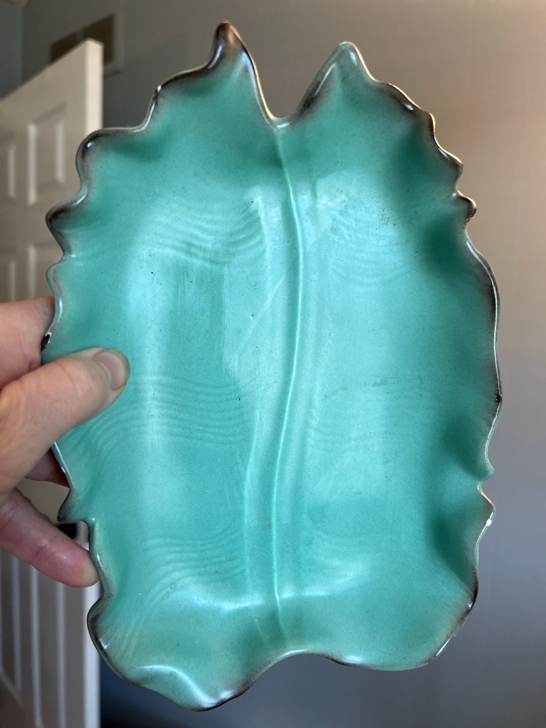 Original Johannes Brahm No. 10 Mint Green Trinket Dish & Leaf Bowl Vintage 5