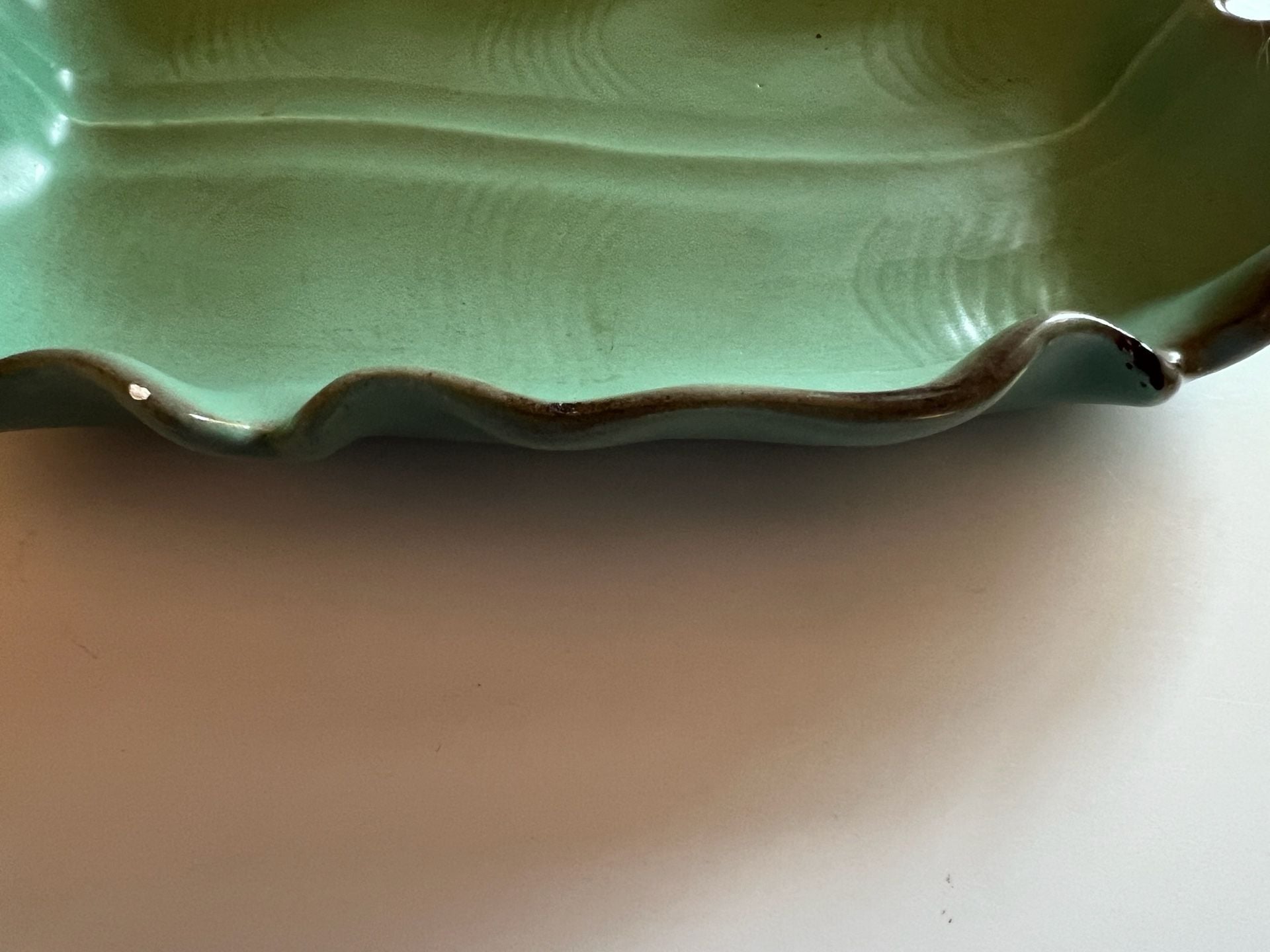 Original Johannes Brahm No. 10 Mint Green Trinket Dish & Leaf Bowl Vintage 6