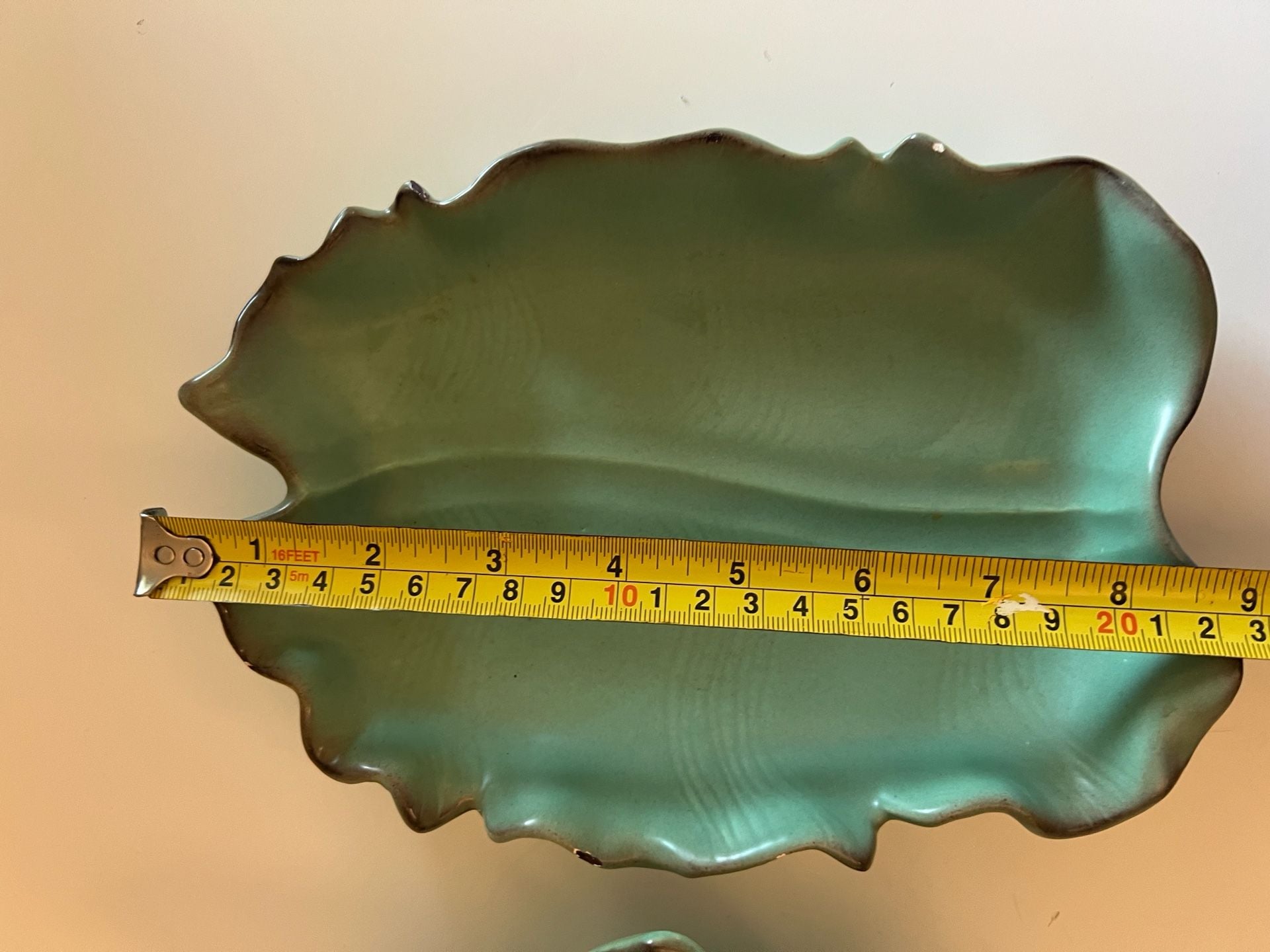 Original Johannes Brahm No. 10 Mint Green Trinket Dish & Leaf Bowl Vintage 16