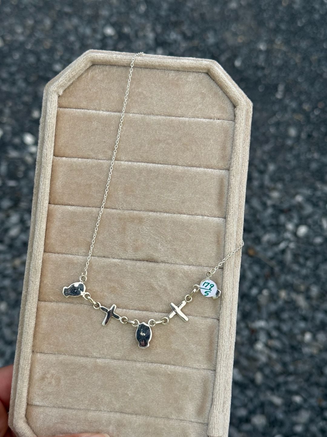 Southwest Sterling Silver Turquoise and Orange Mojave Cross Link Necklace 4