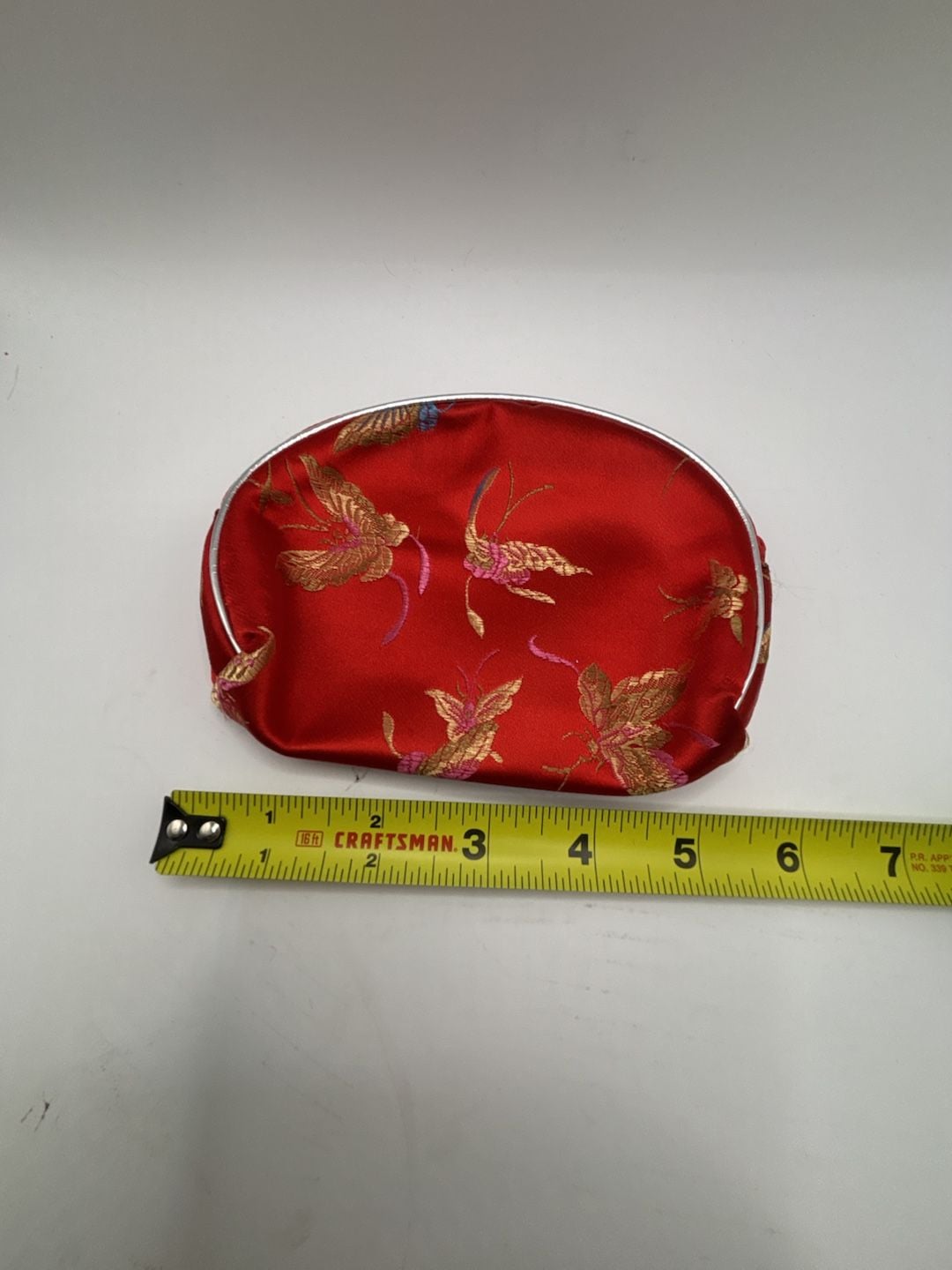 Set of 2 Red Satin Embroidered Butterfly Makeup Bags 7