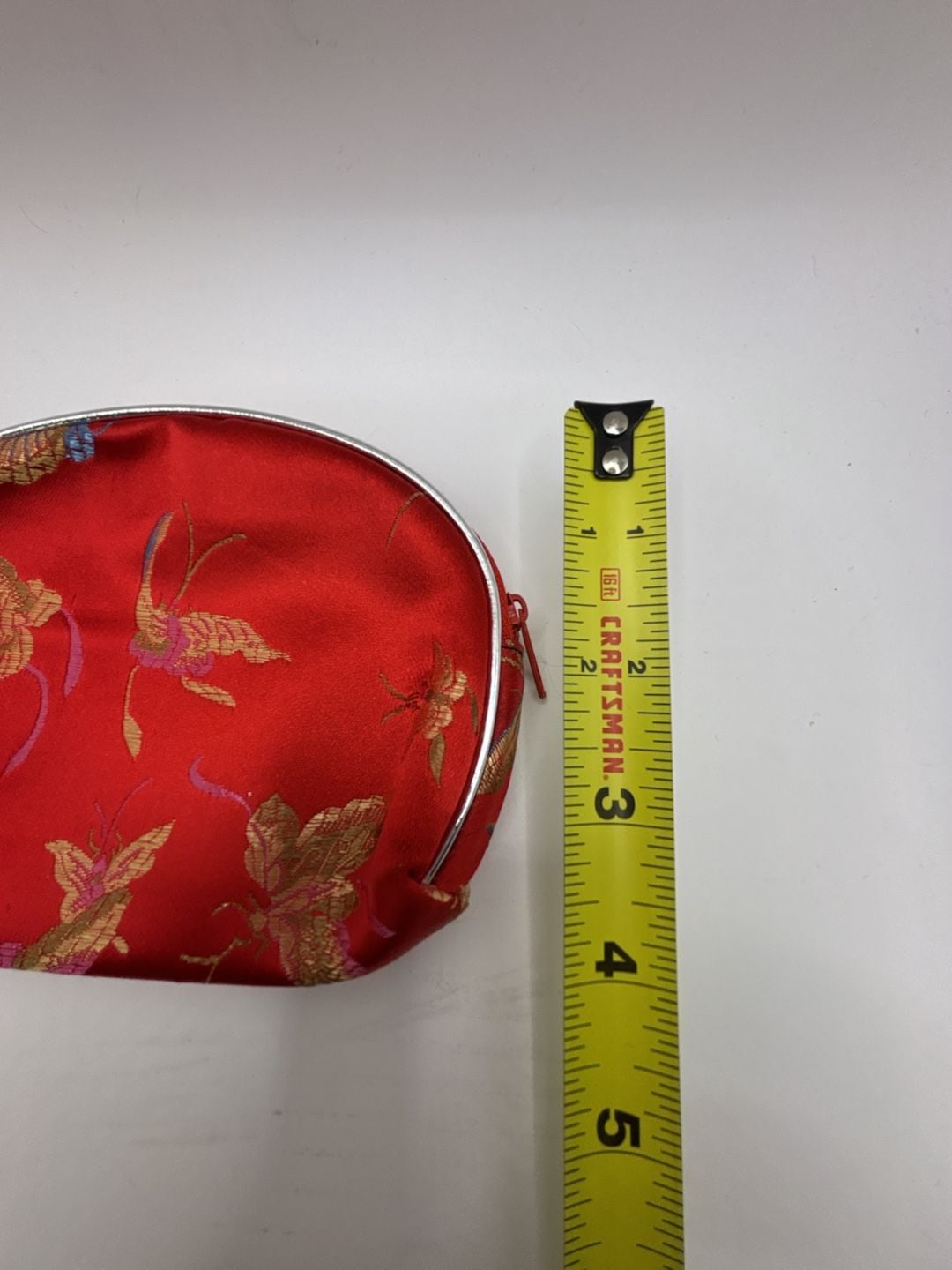 Set of 2 Red Satin Embroidered Butterfly Makeup Bags 8