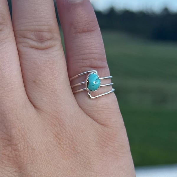 Native American Navajo Sterling Silver Turquoise Ring Size 5