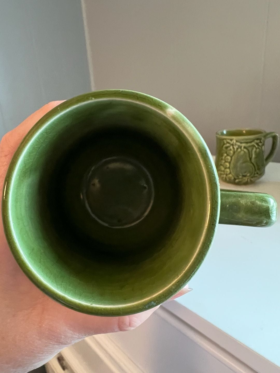 Vintage Japanese Green Ceramic Tea Set with Fruit and Vegetable Motif, 6-Piece 10