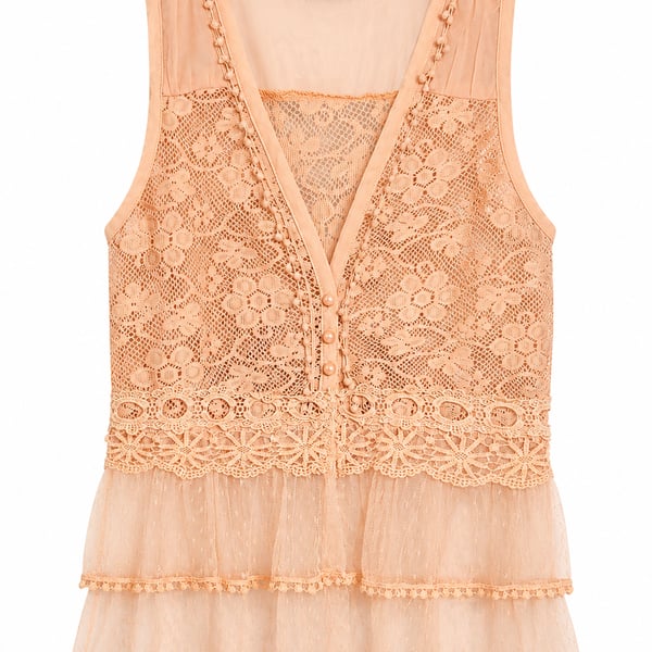 Rue21 Peach Lace Sleeveless Blouse V-Neck Peplum Tank Top