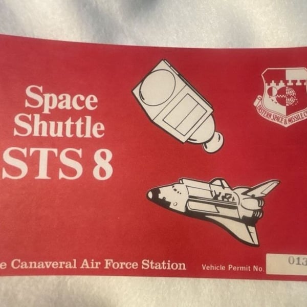 Vintage NASA Space Shuttle STS-8 Cape Canaveral Vehicle Permit Pass