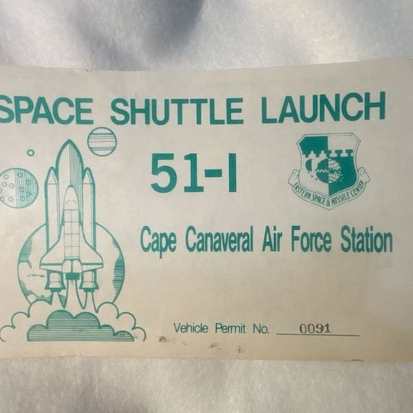 Vintage NASA Space Shuttle Launch 51-1 Cape Canaveral Vehicle Permit Pass