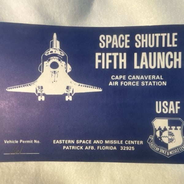 Vintage USAF Space Shuttle Fifth Launch Vehicle Permit
