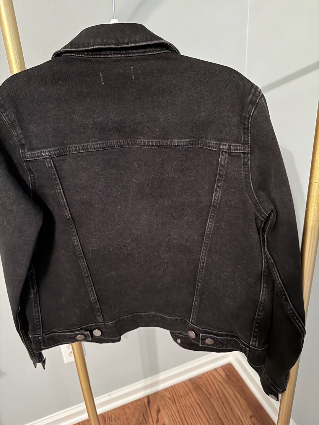 DL1961 Vika Trucker Jean Jacket Black Stretch Denim Size S 3
