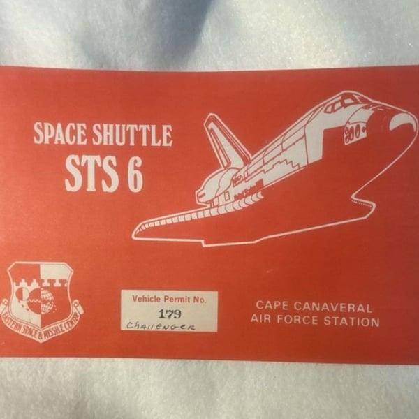 NASA Space Shuttle STS-6 Challenger Vehicle Permit No. 179 Cape Canaveral Pass
