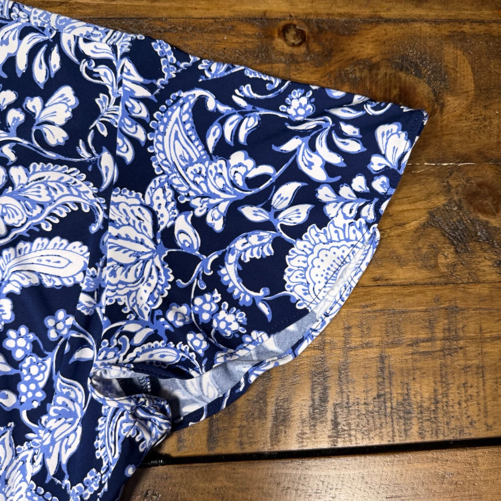Tommy Hilfiger Blue and White Floral Paisley Print Short Sleeve Dress Size 4 7