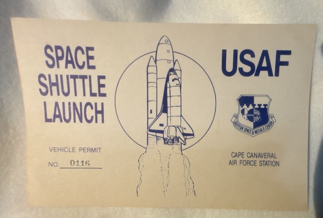 Vintage Space Shuttle Launch USAF Vehicle Permit Card Cape Canaveral 1