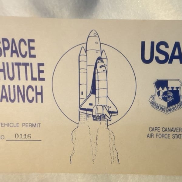Vintage Space Shuttle Launch USAF Vehicle Permit Card Cape Canaveral