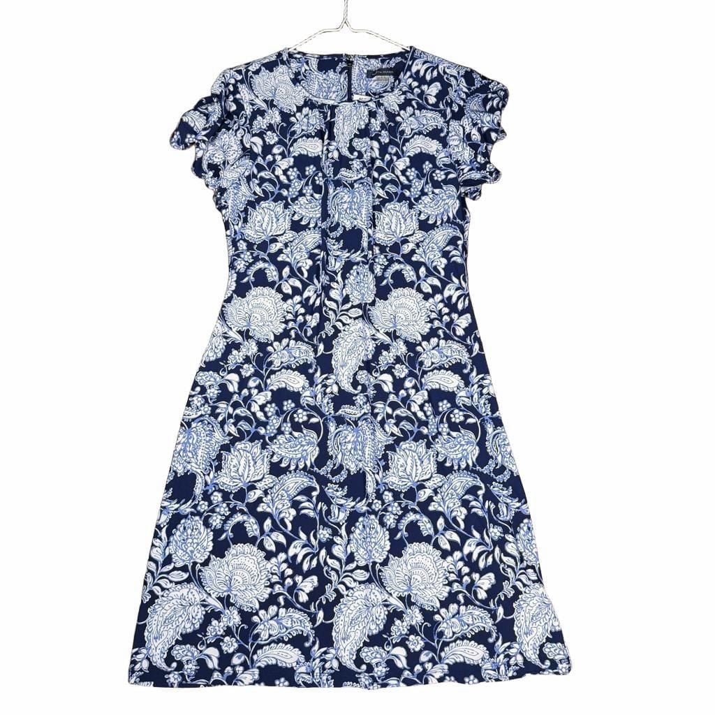 Tommy Hilfiger Blue and White Floral Paisley Print Short Sleeve Dress Size 4 3