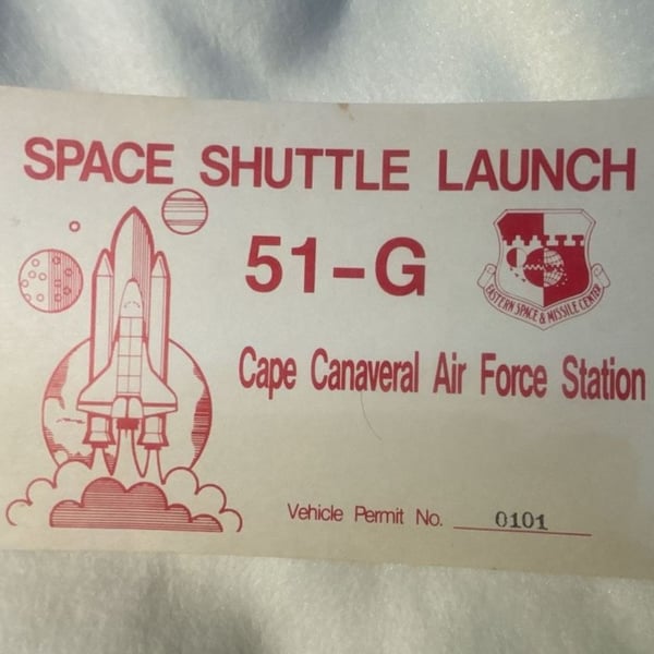 Vintage Space Shuttle Launch 51-G Cape Canaveral Vehicle Permit Pass